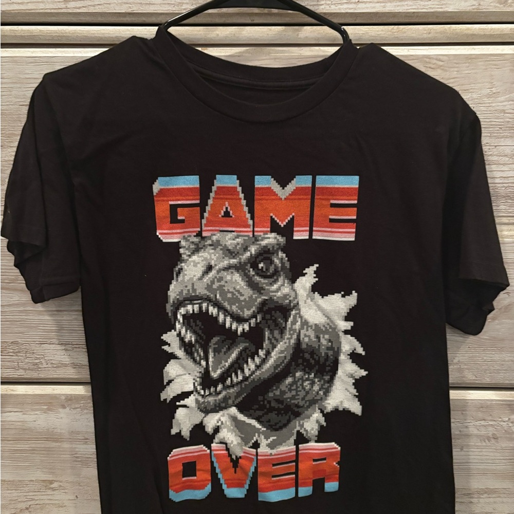 Black Dinosaur Game Over T-Shirt